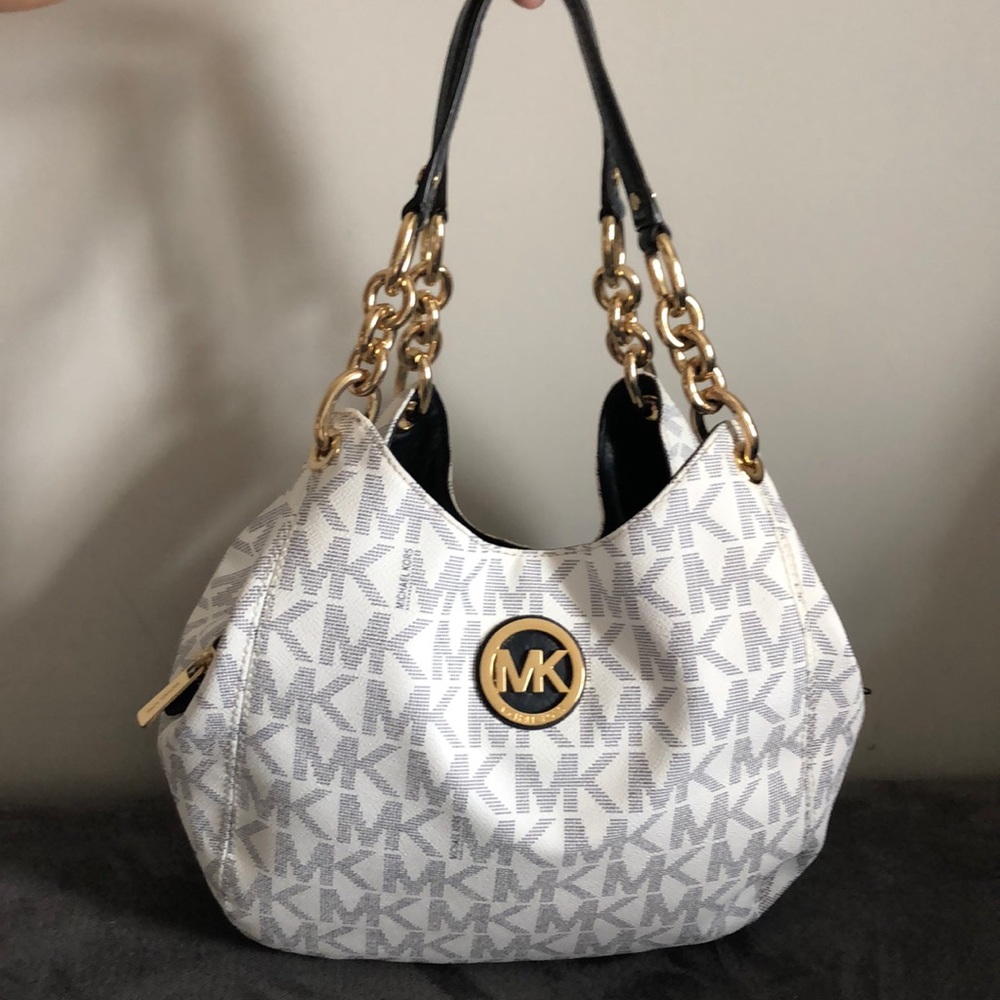 Michael Kors White and Gold Women's Bag